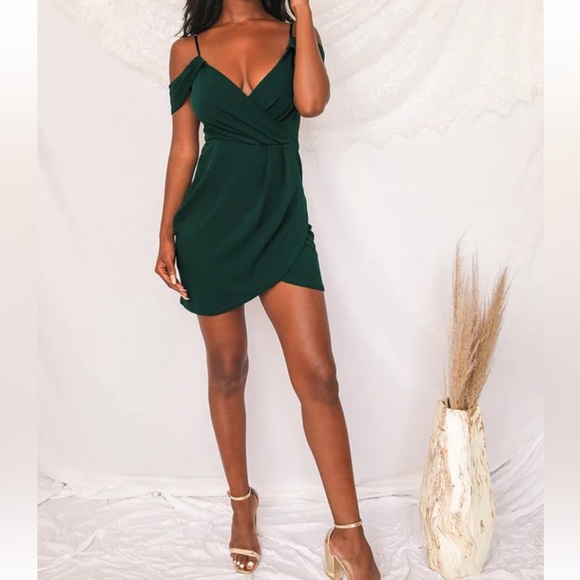 Lulus Love So Sweet Hunter Green Off-the-Shoulder Bodycon Dress - Picture 1 of 10